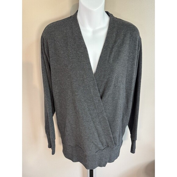 Athleta Sweatshirt Womens Small Gray Purana V Neck Wrap Pullover Sweater - Picture 1 of 7